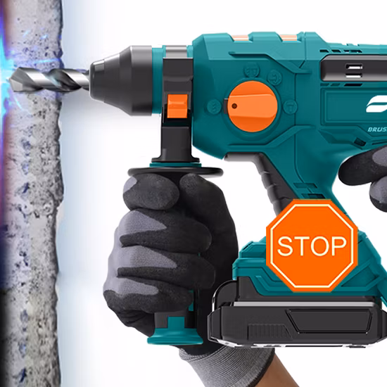 Бесщеточная электрическая аккумуляторная перфораторная дрель Power Action 20 В, сверла SDS